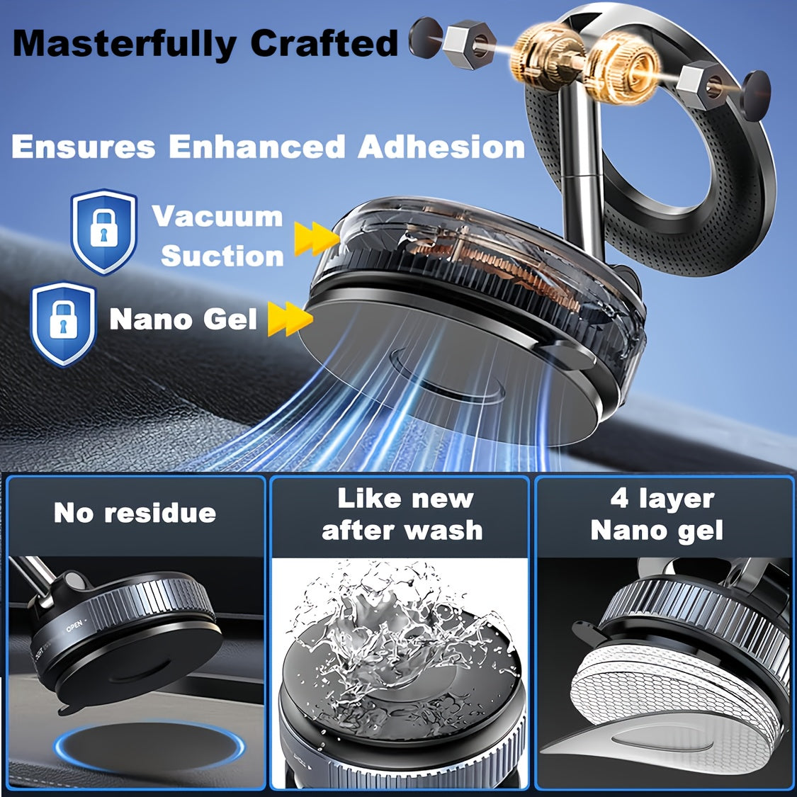 Strong Magnetic Phone Car Mount Aluminum Dashboard Clip