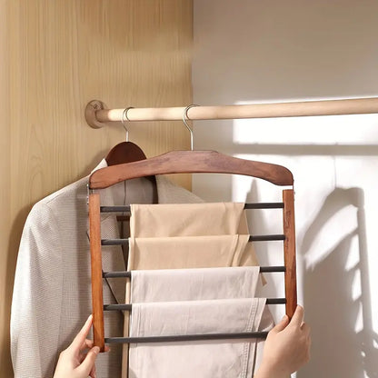Space Saving Wooden Closet Organizer Hanger Rack