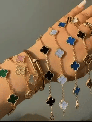 Delicate Flower Charm Bracelet 14K Gold Plated Stainless Steel