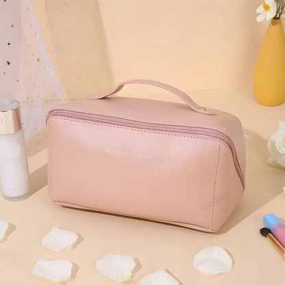 Spacious Travel Makeup Case PU Cosmetic Organizer - Lusomart