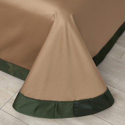 Luxury Green Cotton Duvet Cover Set with Marble Pattern