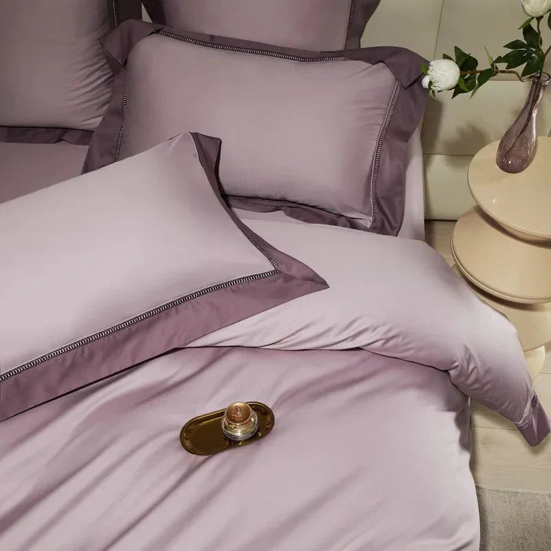 Luxurious Cotton Duvet Cover Set with Classic Trim