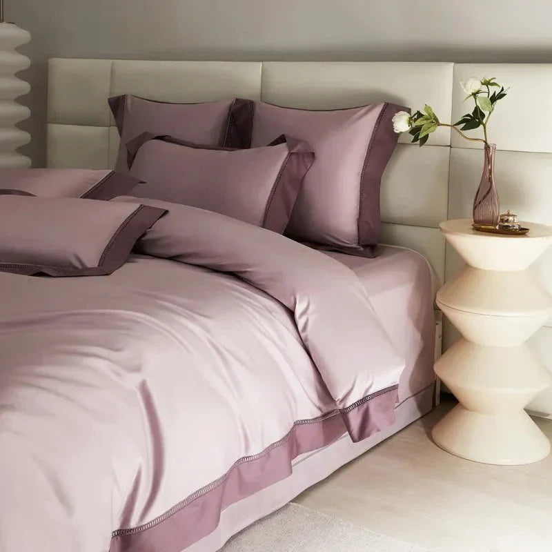 Luxurious Cotton Duvet Cover Set with Classic Trim