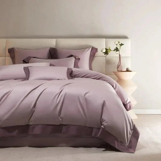Luxurious Cotton Duvet Cover Set with Classic Trim - Lusomart