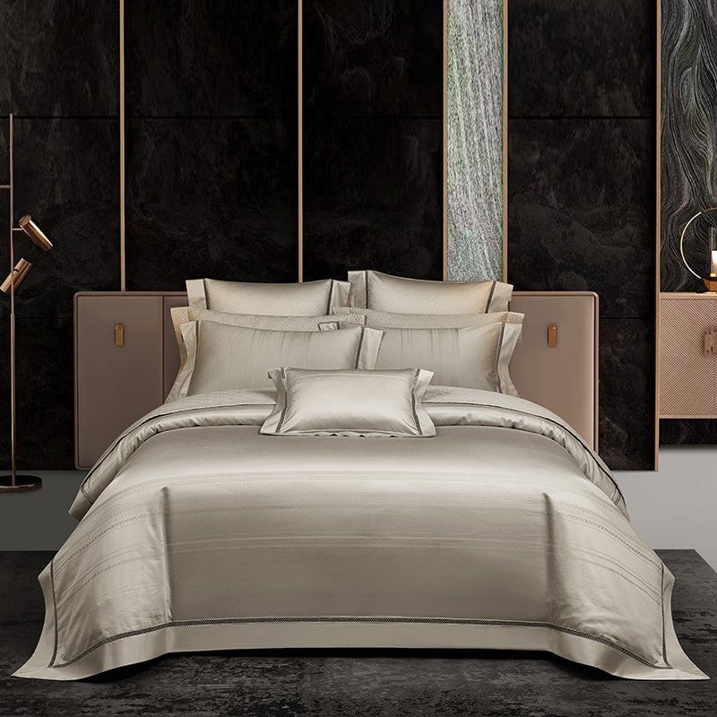 Soft Beige Egyptian Cotton Duvet Cover Set - Lusomart