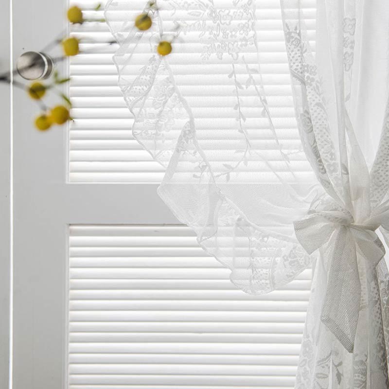 Sheer Ruffled Window Curtain Panels