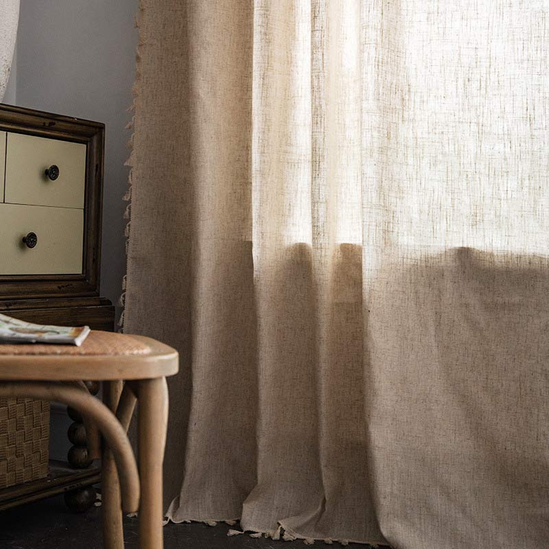 Rustic Fringe Off White Sheer Curtain