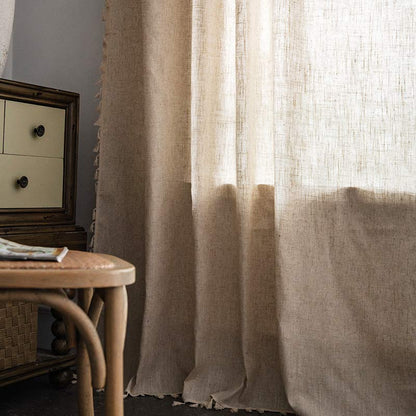 Rustic Fringe Off White Sheer Curtain