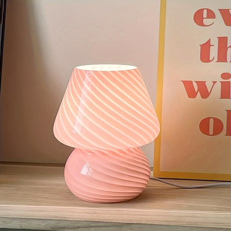Colorful Glass Mushroom Desk Lamp | USB Adjustable Light
