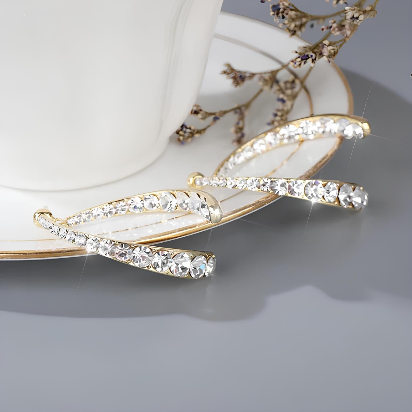 Elegant Arc Cross Drop Earrings