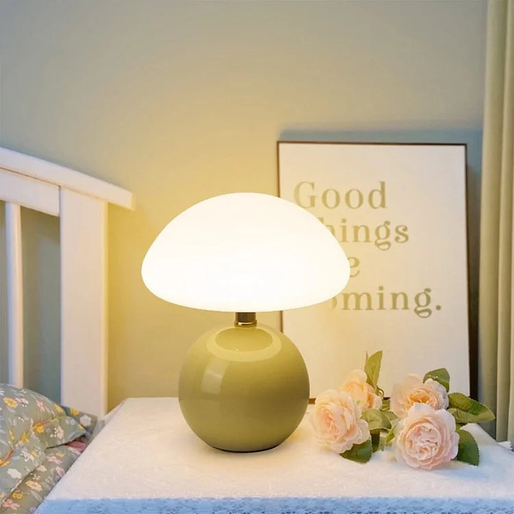 Rustic Cream Mushroom Table Light in Classic Retro Design