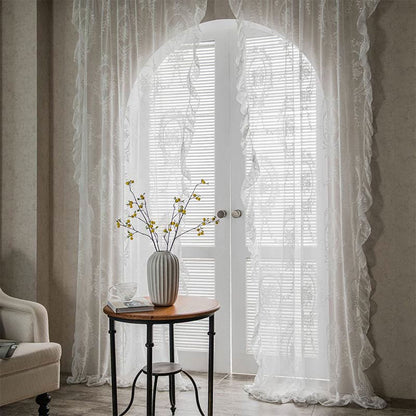 Sheer Ruffled Window Curtain Panels