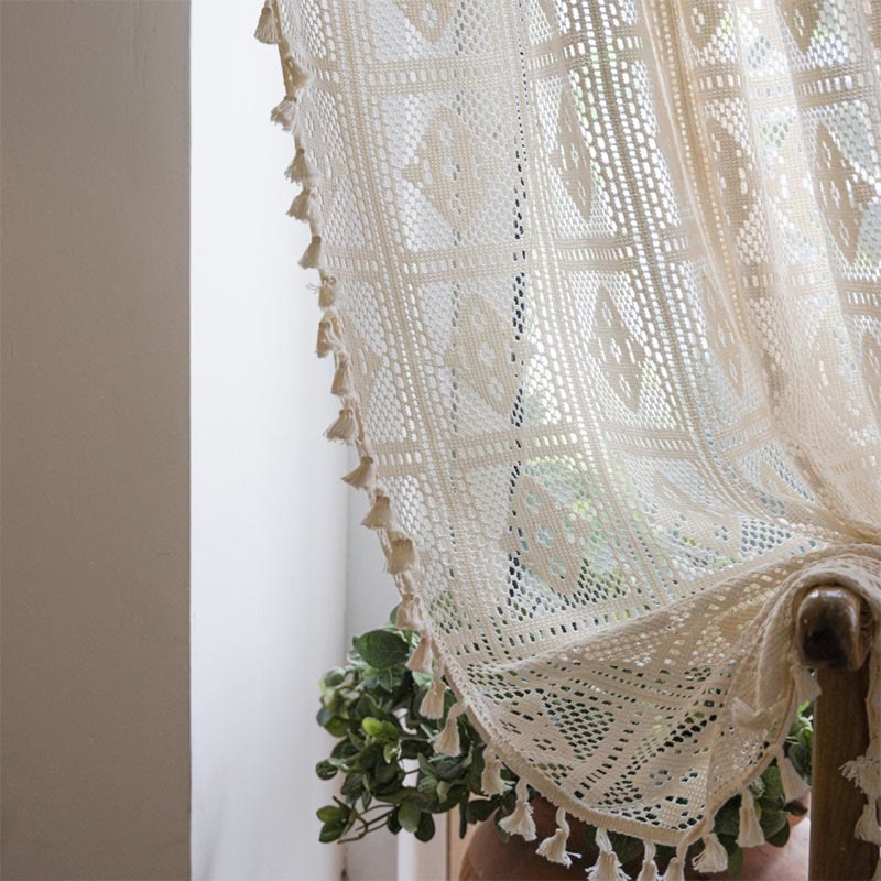 Geometric Pattern Sheer Window Curtain Panel