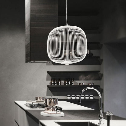 Colorful Spoke Pendant Light With Glass Shade