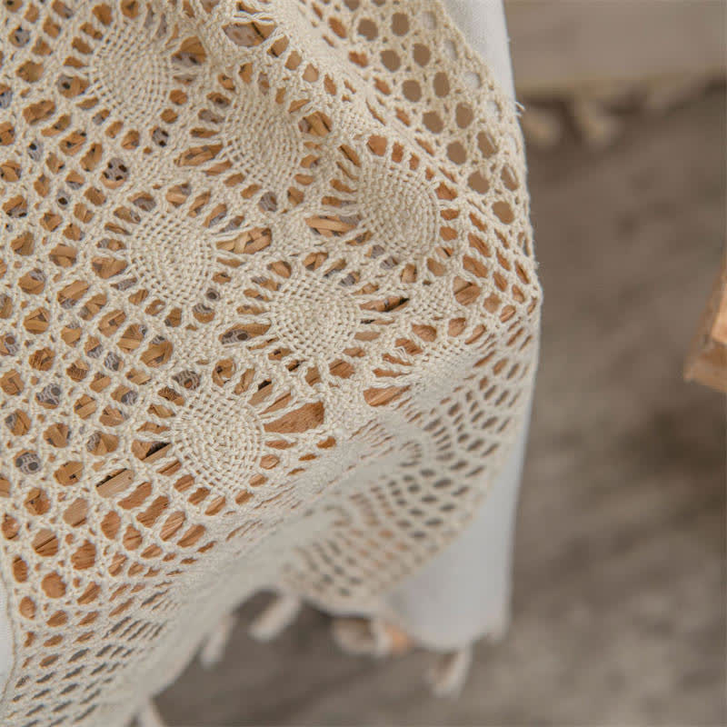 Sheer White Tassel Window Curtain Panel