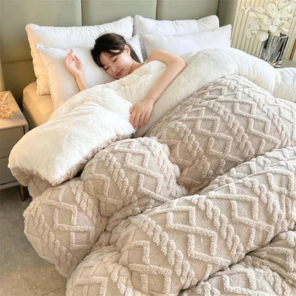 Luxurious Cashmere Bed Cover Cozy Winter Blanket Set