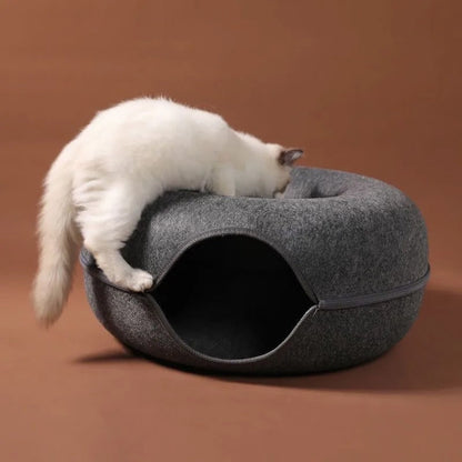 Soft Kitty Play Tunnel Bed for Hiding and Fun