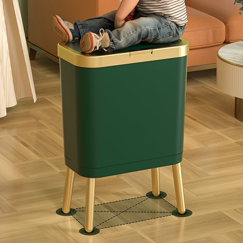 Large 15L Slim Kitchen Trash Can with Non Slip Base