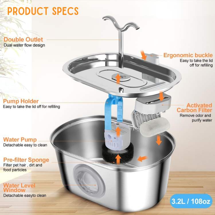 QuietFlow Automatic Pet Water Fountain For Cats Dogs