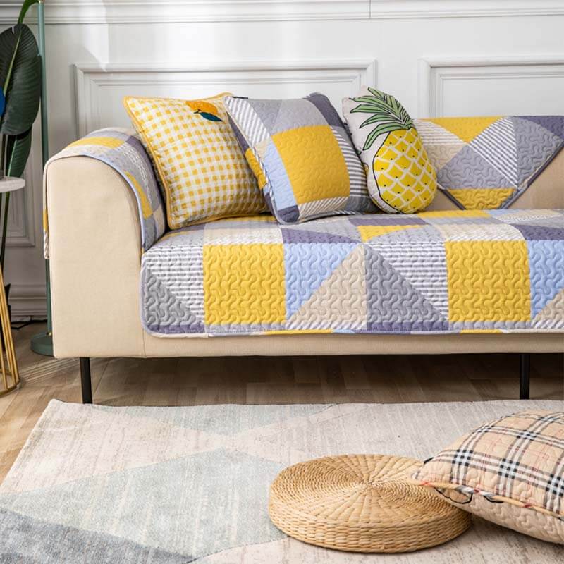 Colorful Floral Print Sofa Slipcover