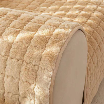 Fuzzy Slip Resistant Sofa Protector with Grip Bottom