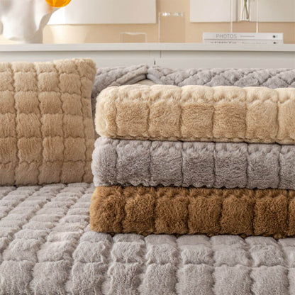 Fuzzy Slip Resistant Sofa Protector with Grip Bottom