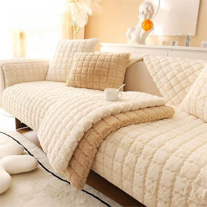 Fuzzy Slip Resistant Sofa Protector with Grip Bottom