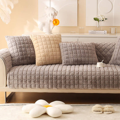 Fuzzy Slip Resistant Sofa Protector with Grip Bottom