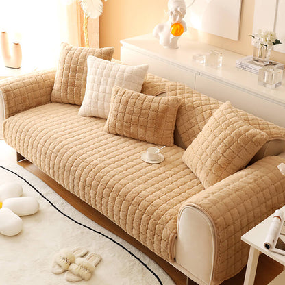 Fuzzy Slip Resistant Sofa Protector with Grip Bottom