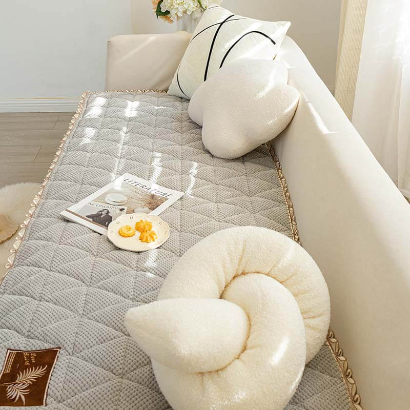 Plush Cushion Non Slip Sofa Slipcover for Living Room