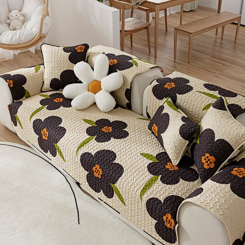 Brown Coffee Stain Resistant Sofa Slipcover Protector