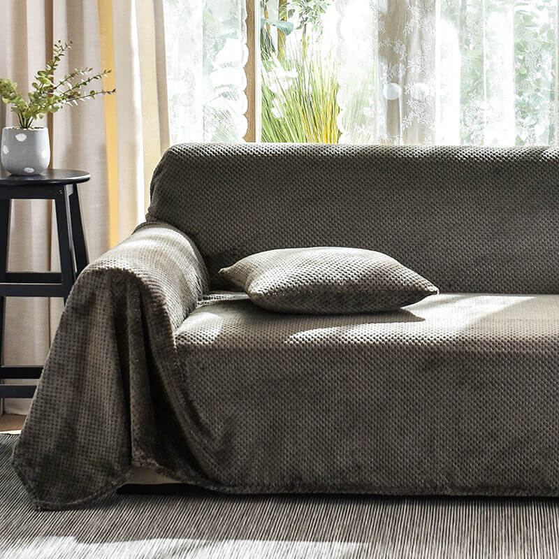 Soft Pineapple Print Sofa Slipcover Velvet Throw Cover