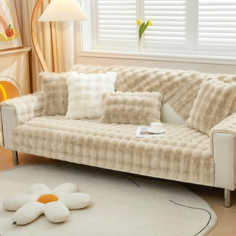 Soft Fleece Sofa Slipcover for Living Room Comfort