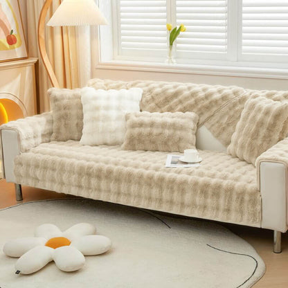 Soft Fleece Sofa Slipcover for Living Room Comfort
