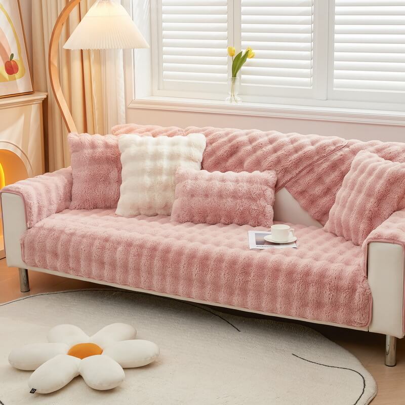Soft Fleece Sofa Slipcover for Living Room Comfort