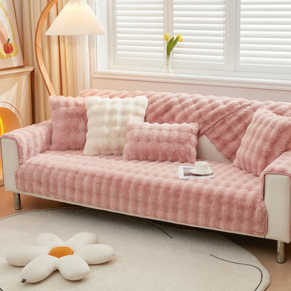 Soft Fleece Sofa Slipcover for Living Room Comfort