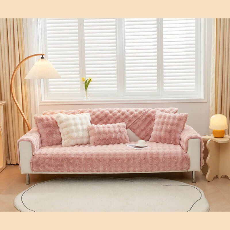 Soft Fleece Sofa Slipcover for Living Room Comfort