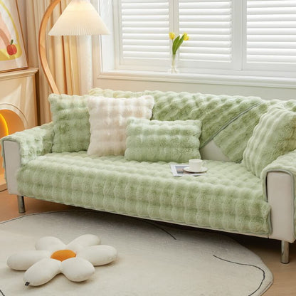 Soft Fleece Sofa Slipcover for Living Room Comfort