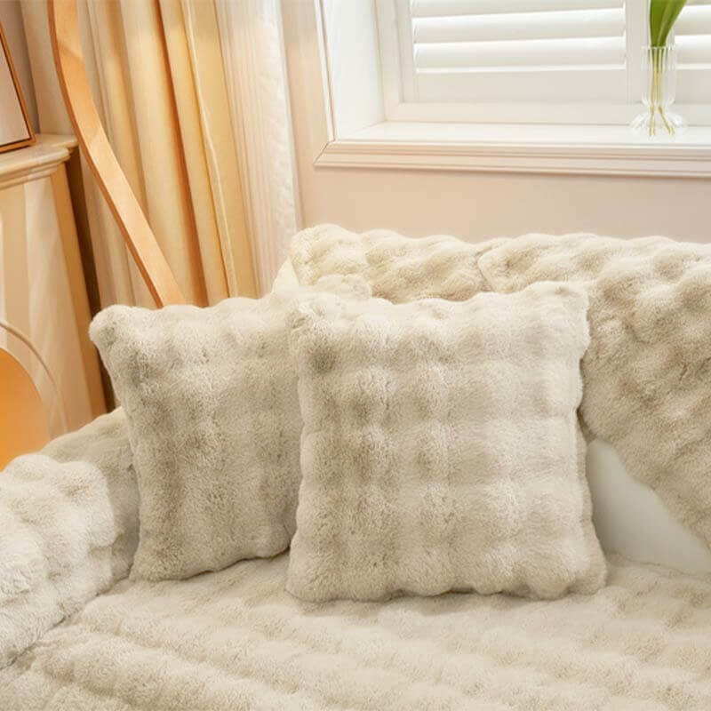 Soft Fleece Sofa Slipcover for Living Room Comfort