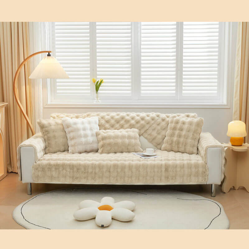 Soft Fleece Sofa Slipcover for Living Room Comfort