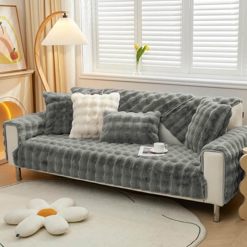 Soft Fleece Sofa Slipcover for Living Room Comfort - Lusomart