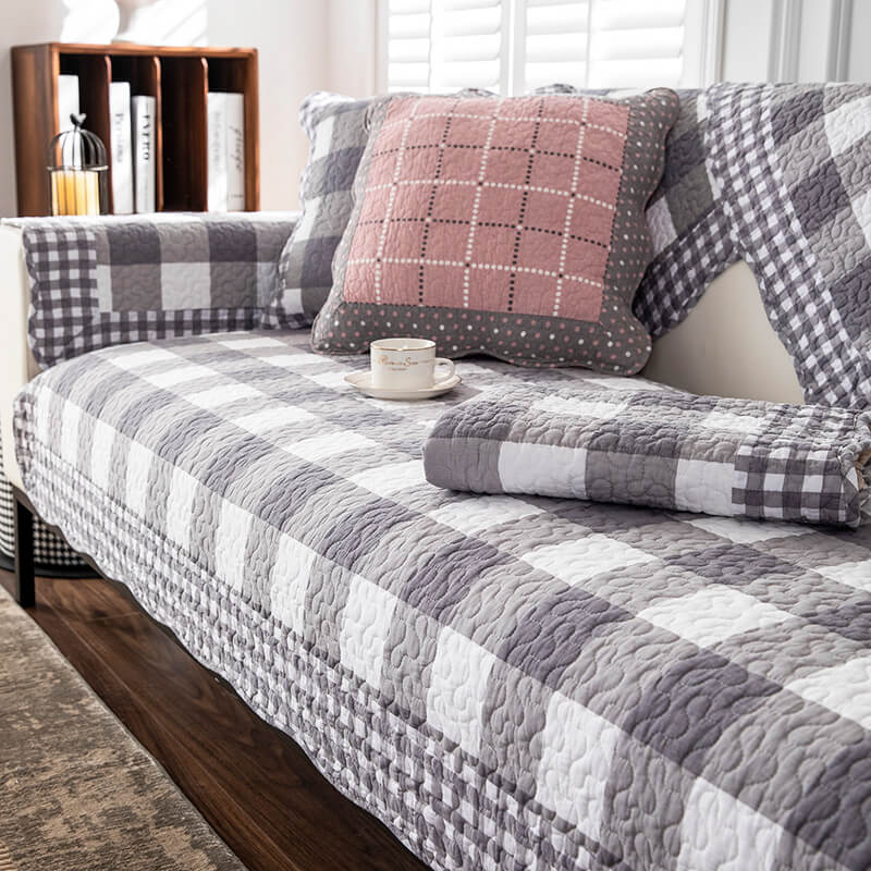 Durable Plaid Sofa Protector for Pets