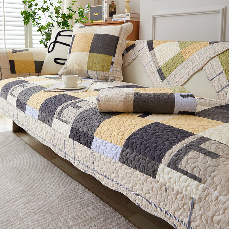 Durable Plaid Sofa Protector for Pets
