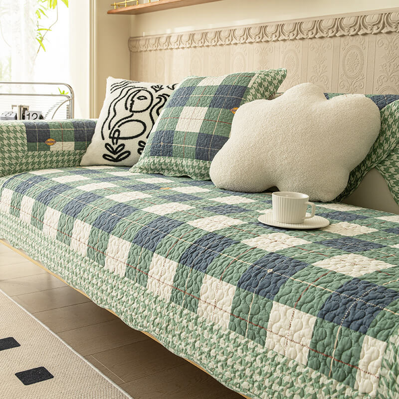Durable Plaid Sofa Protector for Pets