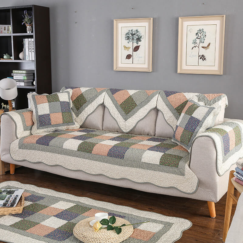 Soft Plush Reversible Sofa Slipcover with Grip