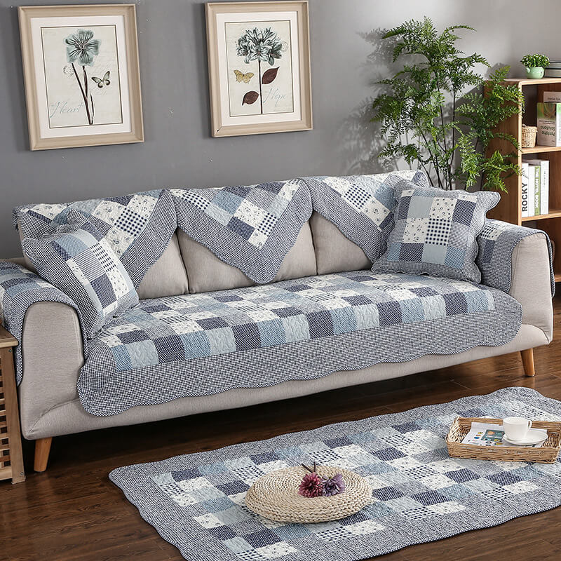 Soft Plush Reversible Sofa Slipcover with Grip