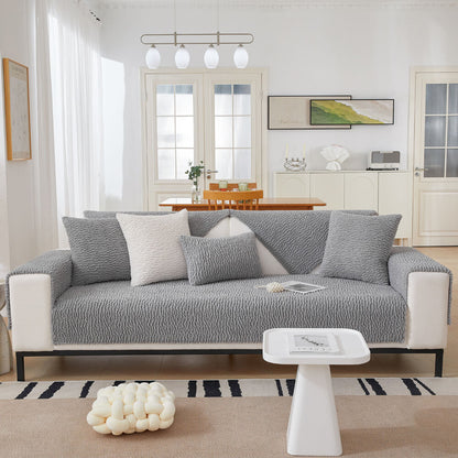 Beige Soft Fleece Protective Sofa Slipcover