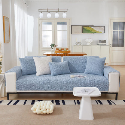 Beige Soft Fleece Protective Sofa Slipcover