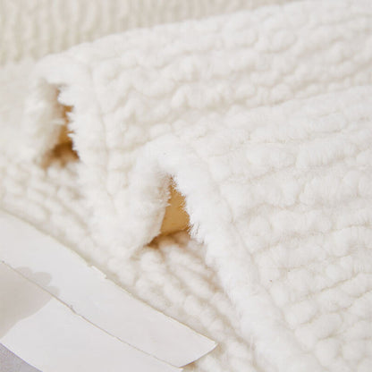 Beige Soft Fleece Protective Sofa Slipcover