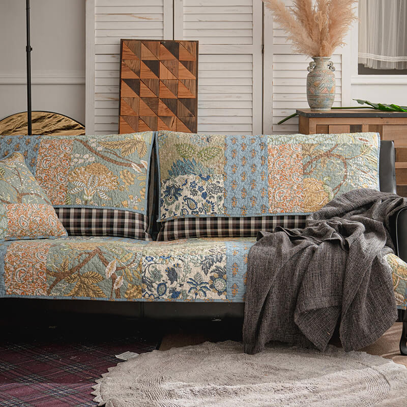Deluxe Floral Fabric Sofa Slipcover Protector